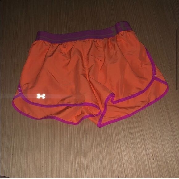 Women's Under Armour Orange & Pink Athletic Shorts - Picture 2 of 9